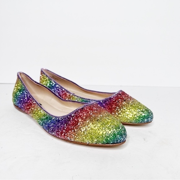 New Nine West Pride Rainbow Glitter Pointed Flats Size 6 Women’s - Picture 1 of 5